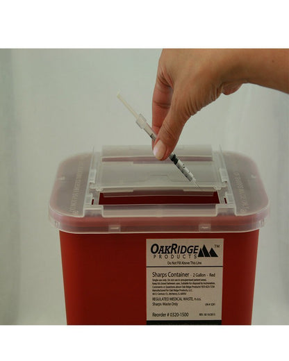 OAKRIDGE PRODUCTS Sharps Behälter 2 Gallonen – Sicherheitsbehälter für spitze Gegenstände (1 Stück, klar)