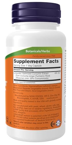 NOW Supplements, CurcuBrain™ 400 mg mit Longvida® Optimiertem Curcumin, 50 Vegane Kapseln