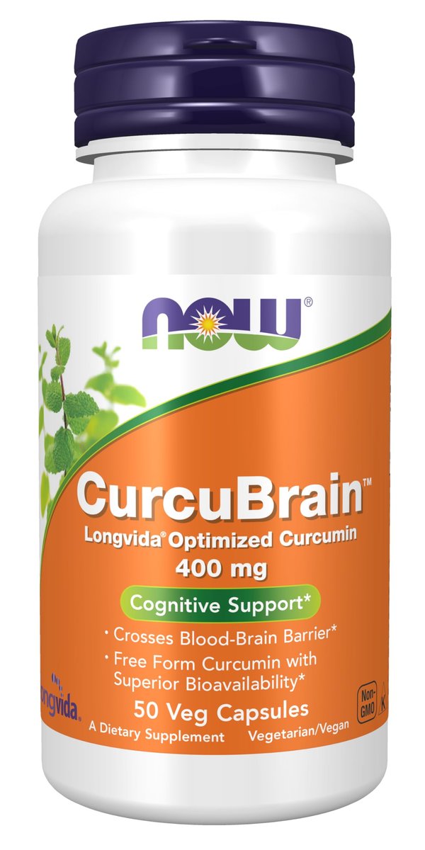 NOW Supplements, CurcuBrain™ 400 mg mit Longvida® Optimiertem Curcumin, 50 Vegane Kapseln