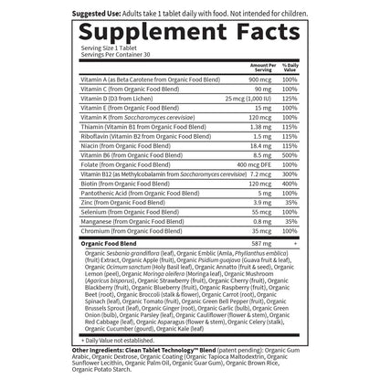 Garden of Life Once Daily Whole Food Multivitamin für Männer – Bio Männervitamine & Mineralien mit Vitamin C, Zink, Vegan – 30 Tabletten