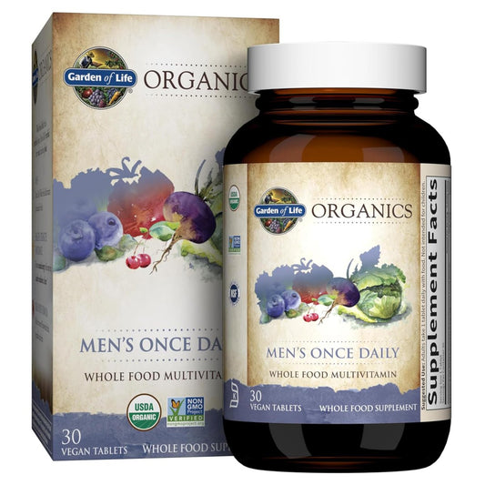 Garden of Life Once Daily Whole Food Multivitamin für Männer – Bio Männervitamine & Mineralien mit Vitamin C, Zink, Vegan – 30 Tabletten