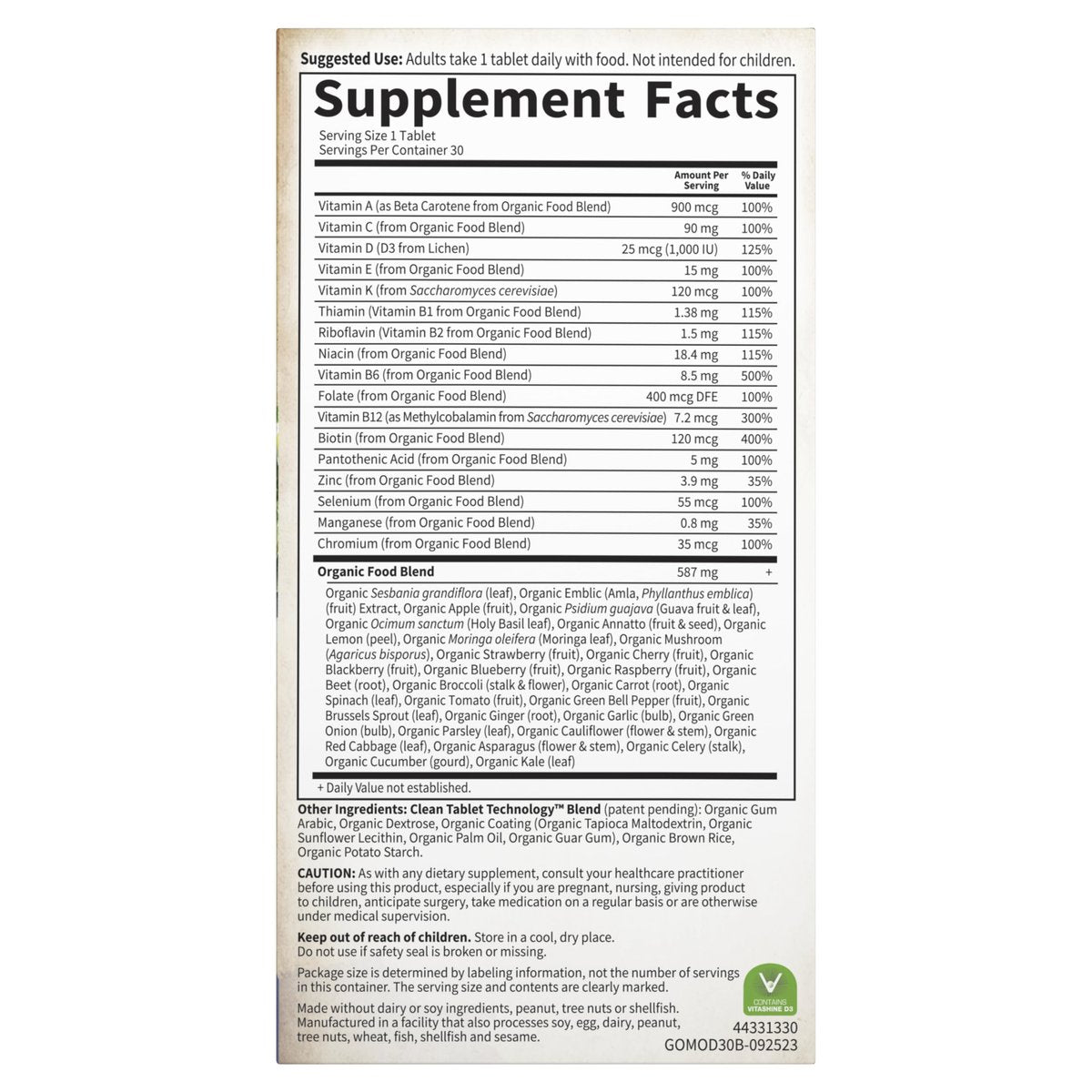 Garden of Life Once Daily Whole Food Multivitamin für Männer – Bio Männervitamine & Mineralien mit Vitamin C, Zink, Vegan – 30 Tabletten