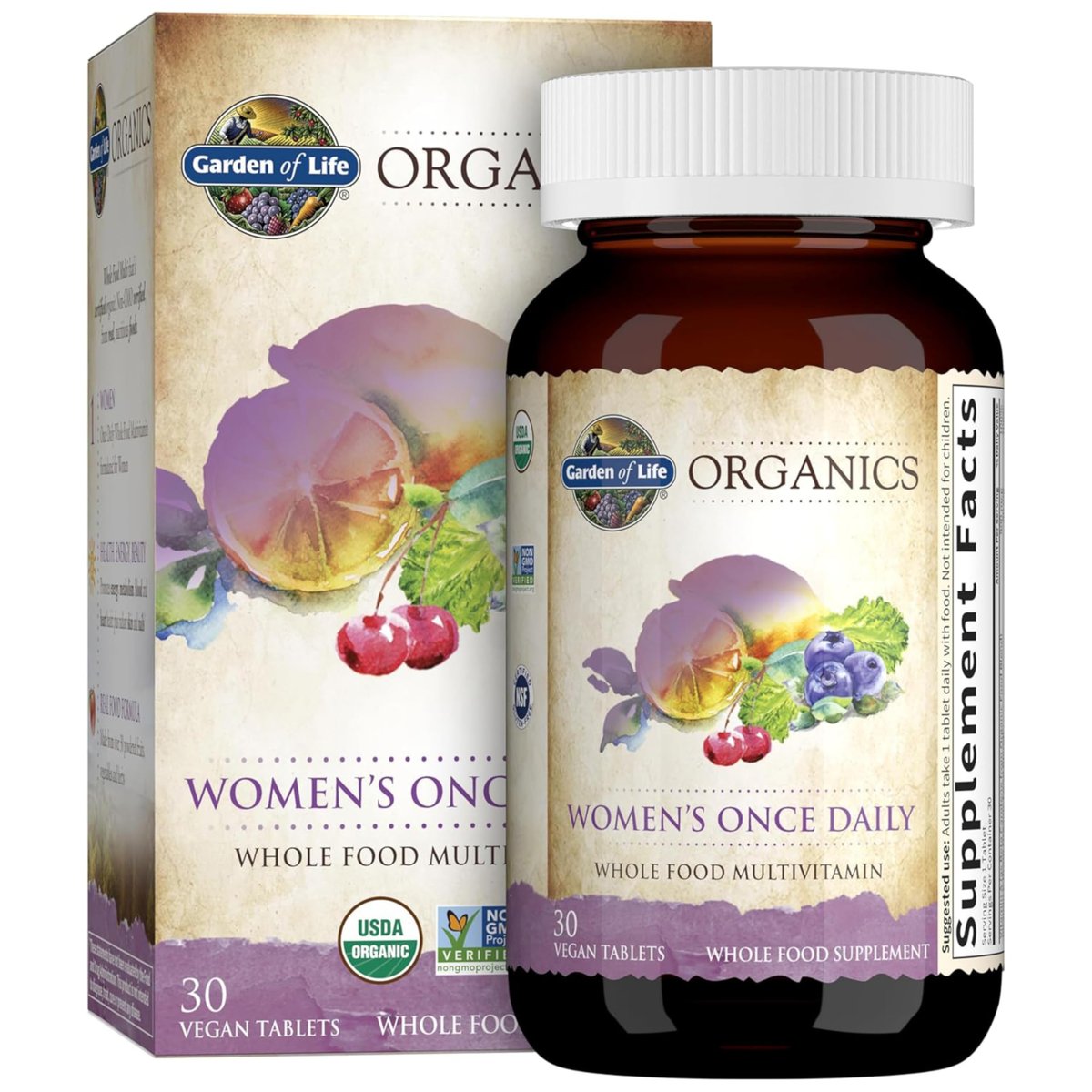 Garden of Life Organics Multivitamin für Frauen – Tägliche Vitalstoffversorgung mit Eisen, Biotin, Vegan – 30 Tabletten