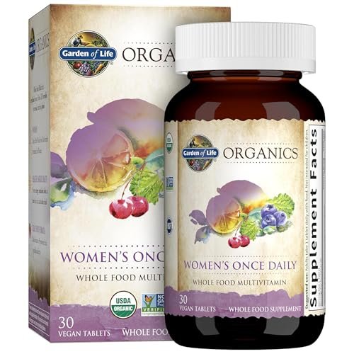 Garden of Life Organics Multivitamin für Frauen – Tägliche Vitalstoffversorgung mit Eisen, Biotin, Vegan – 30 Tabletten