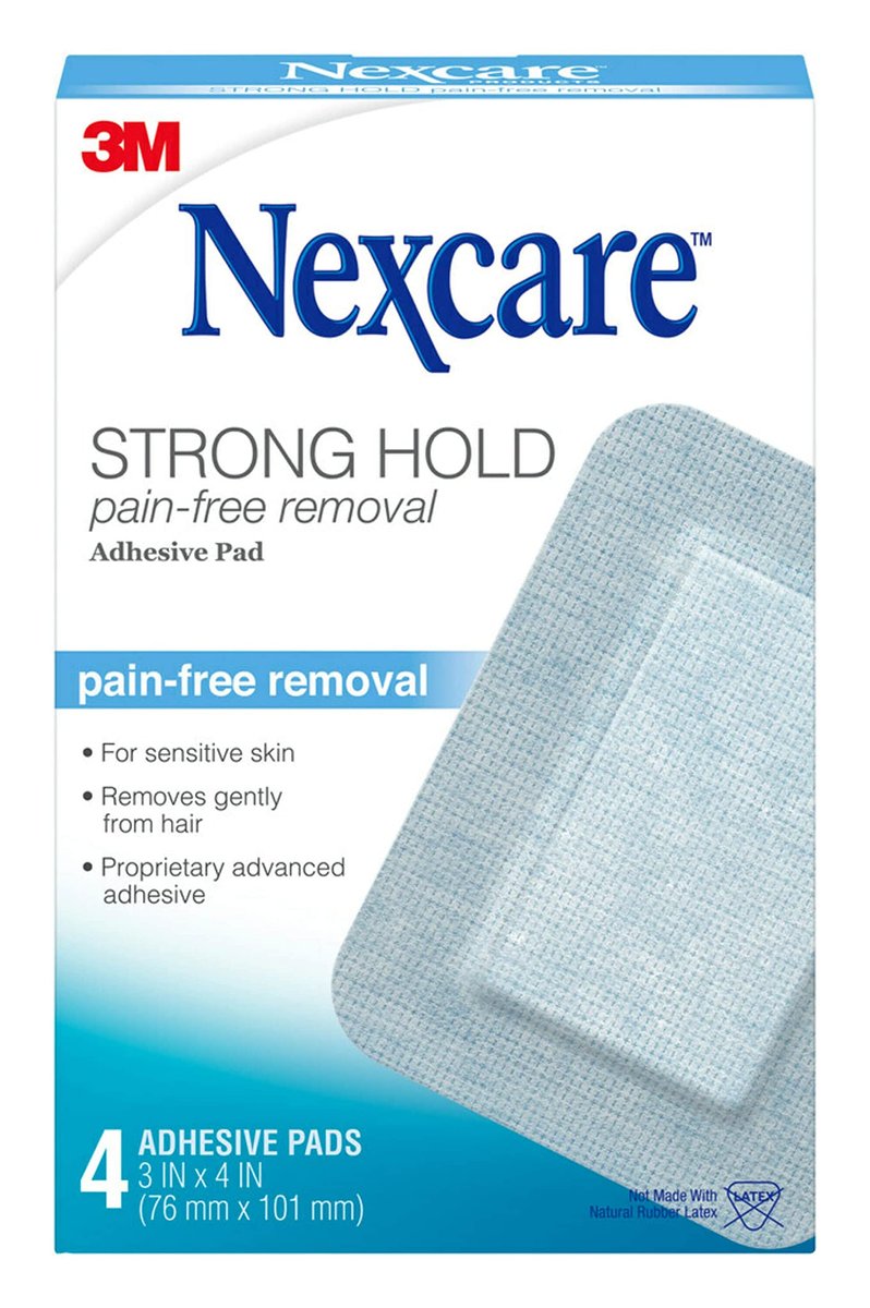 Nexcare Strong Hold Pflaster mit schmerzfreiem Entfernen, 7,6 x 10,2 cm, 4 Stück