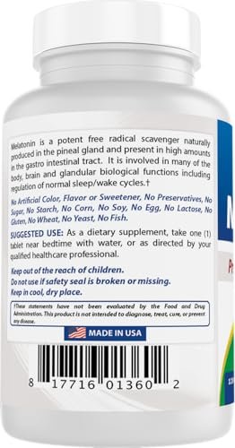 Best Naturals Melatonin 10 mg (Non-GMO) Tabletten – Fördert Entspannung und Schlaf – 120 Stück