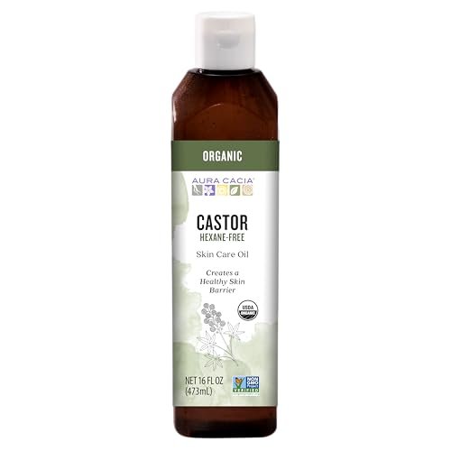 Aura Cacia Bio-Rizinusöl – 473 ml für Hautpflege, Haarpflege und Massage – Feuchtigkeitsspendend und schützend