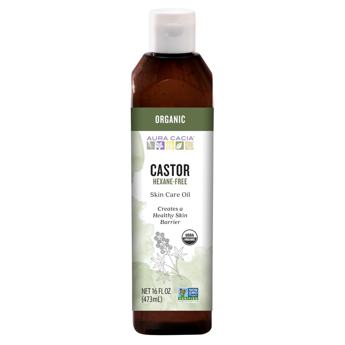 Aura Cacia Bio-Rizinusöl – 473 ml für Hautpflege, Haarpflege und Massage – Feuchtigkeitsspendend und schützend