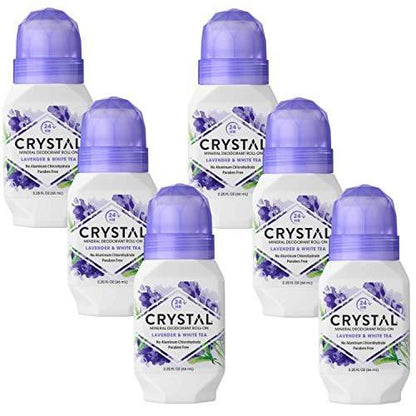 Crystal Mineral Deodorant Roll-On Lavender & White Tea – 6er Pack, 13,5 fl oz