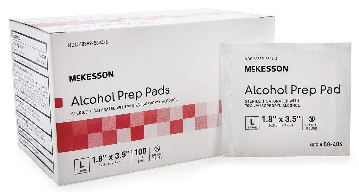 McKesson 70% Isopropyl Alkohol Prep Pad – steril, 1,8 x 3,5 Zoll, Packung mit 100