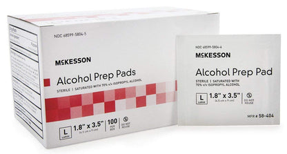 McKesson 70% Isopropyl Alkohol Prep Pad – steril, 1,8 x 3,5 Zoll, Packung mit 100