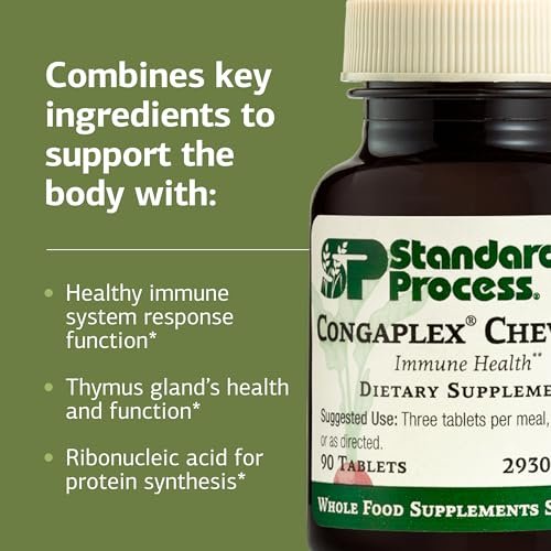 Standard Process Congaplex Kautabletten - Immunsystem Unterstützung mit Vitamin A - Unterstützt Thymusdrüse & Proteinsynthese - Laktose- & Sojafrei - 90 Tabletten (30 Portionen)