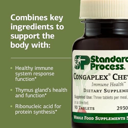 Standard Process Congaplex Kautabletten - Immunsystem Unterstützung mit Vitamin A - Unterstützt Thymusdrüse & Proteinsynthese - Laktose- & Sojafrei - 90 Tabletten (30 Portionen)