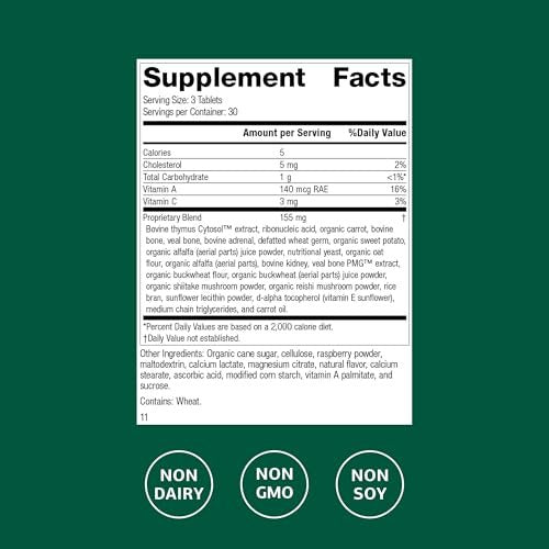Standard Process Congaplex Kautabletten - Immunsystem Unterstützung mit Vitamin A - Unterstützt Thymusdrüse & Proteinsynthese - Laktose- & Sojafrei - 90 Tabletten (30 Portionen)
