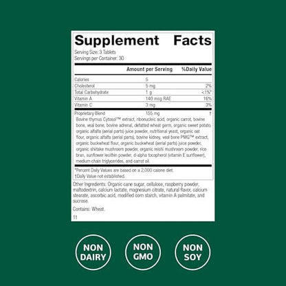 Standard Process Congaplex Kautabletten - Immunsystem Unterstützung mit Vitamin A - Unterstützt Thymusdrüse & Proteinsynthese - Laktose- & Sojafrei - 90 Tabletten (30 Portionen)