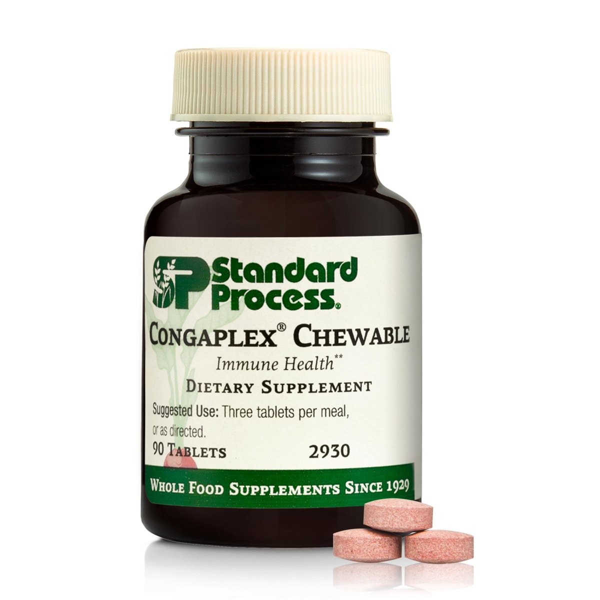 Standard Process Congaplex Kautabletten - Immunsystem Unterstützung mit Vitamin A - Unterstützt Thymusdrüse & Proteinsynthese - Laktose- & Sojafrei - 90 Tabletten (30 Portionen)