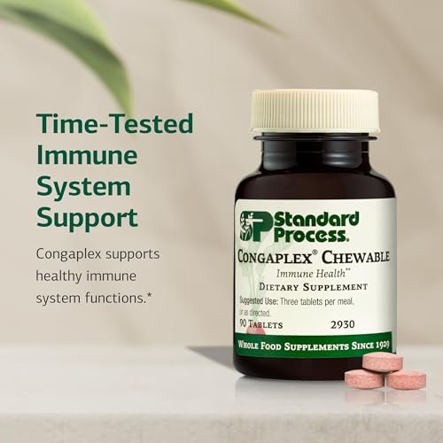 Standard Process Congaplex Kautabletten - Immunsystem Unterstützung mit Vitamin A - Unterstützt Thymusdrüse & Proteinsynthese - Laktose- & Sojafrei - 90 Tabletten (30 Portionen)