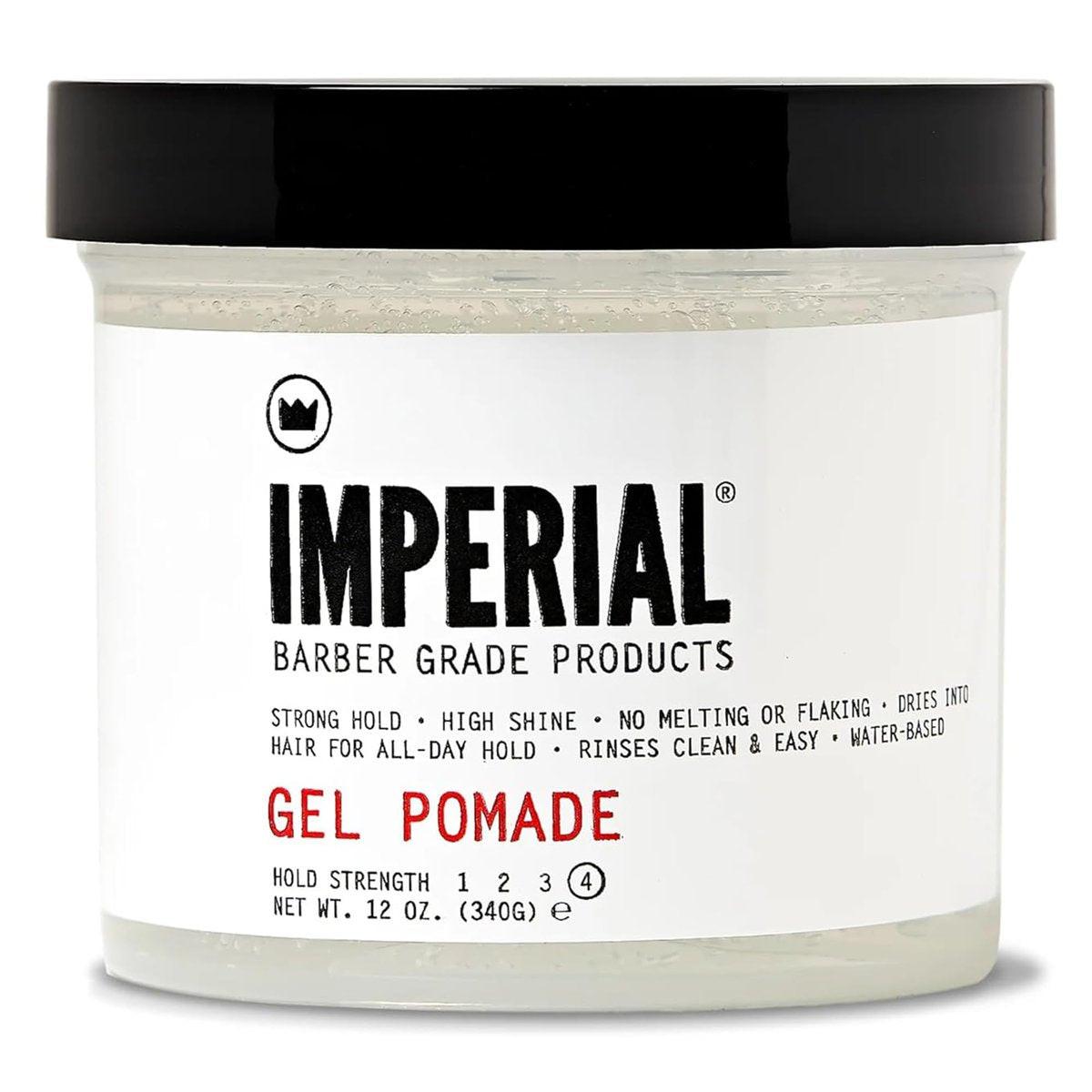 Imperial Barber Grade Gel Pomade – Starker Halt den ganzen Tag, keine Flocken, wasserbasiert, nachaktivierbar – Natürliches Herren-Haarstyling-Produkt 12 oz