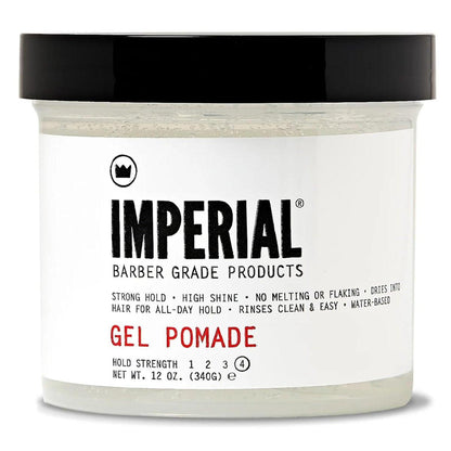 Imperial Barber Grade Gel Pomade – Starker Halt den ganzen Tag, keine Flocken, wasserbasiert, nachaktivierbar – Natürliches Herren-Haarstyling-Produkt 12 oz