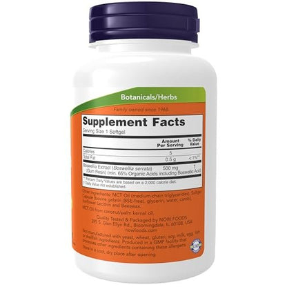 NOW Foods Boswellia-Extrakt 500 mg in MCT-Öl-Basis, 90 Softgels – Unterstützt eine ausgewogene Immunantwort*
