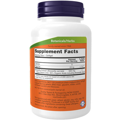 NOW Foods Boswellia-Extrakt 500 mg in MCT-Öl-Basis, 90 Softgels – Unterstützt eine ausgewogene Immunantwort*