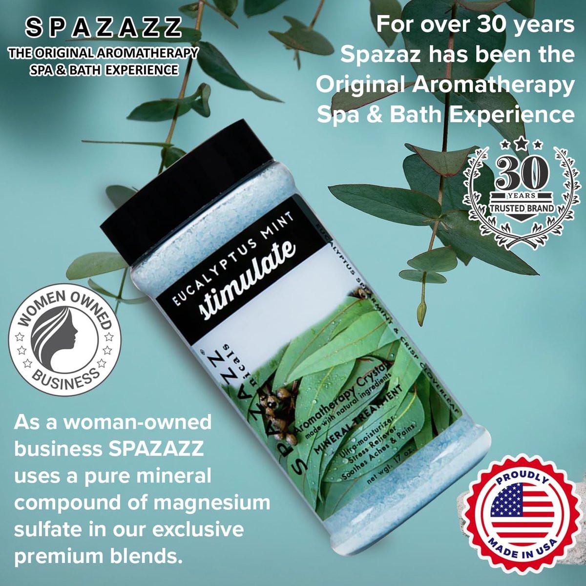 Spazazz Eukalyptus Minze Aktivierendes Spa- und Badesalz – 17 Unzen Kristalle und Badesalze für Whirlpool und Badewanne – Aromatherapie-Duftsalze zur Entspannung