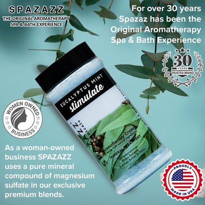 Spazazz Eukalyptus Minze Aktivierendes Spa- und Badesalz – 17 Unzen Kristalle und Badesalze für Whirlpool und Badewanne – Aromatherapie-Duftsalze zur Entspannung