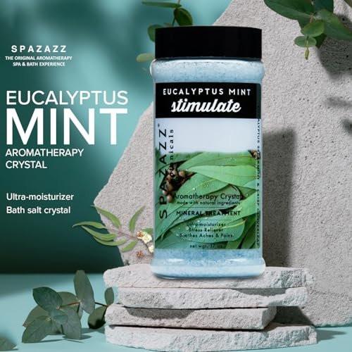 Spazazz Eukalyptus Minze Aktivierendes Spa- und Badesalz – 17 Unzen Kristalle und Badesalze für Whirlpool und Badewanne – Aromatherapie-Duftsalze zur Entspannung