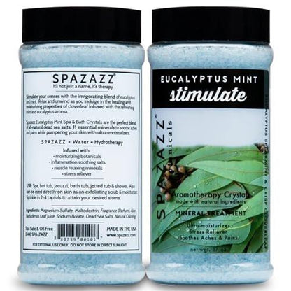 Spazazz Eukalyptus Minze Aktivierendes Spa- und Badesalz – 17 Unzen Kristalle und Badesalze für Whirlpool und Badewanne – Aromatherapie-Duftsalze zur Entspannung