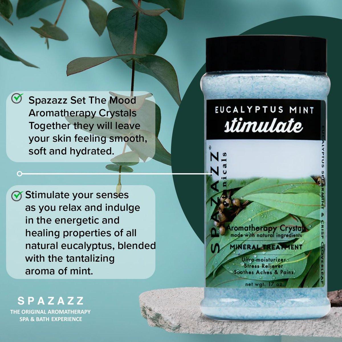 Spazazz Eukalyptus Minze Aktivierendes Spa- und Badesalz – 17 Unzen Kristalle und Badesalze für Whirlpool und Badewanne – Aromatherapie-Duftsalze zur Entspannung