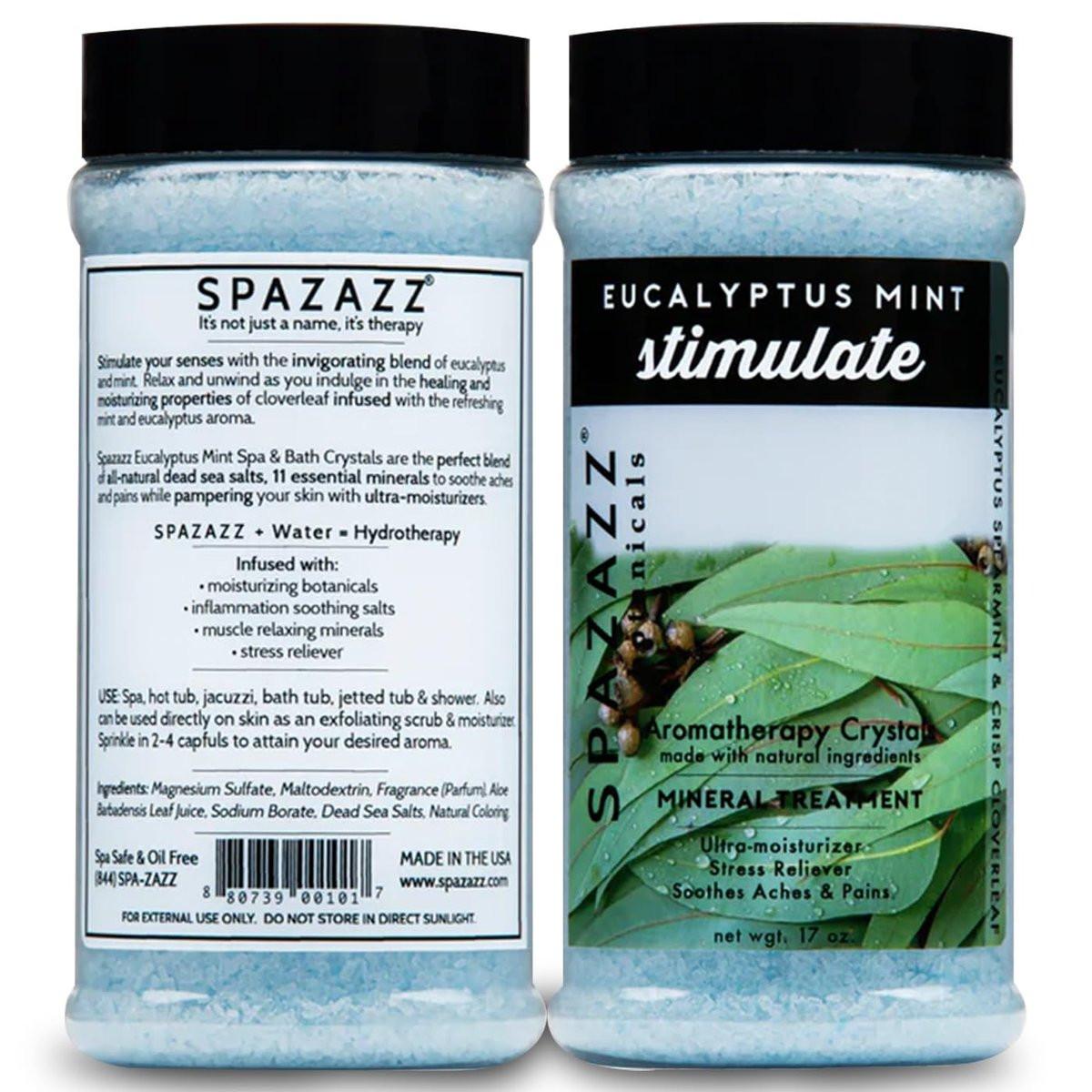 Spazazz Eukalyptus Minze Aktivierendes Spa- und Badesalz – 17 Unzen Kristalle und Badesalze für Whirlpool und Badewanne – Aromatherapie-Duftsalze zur Entspannung