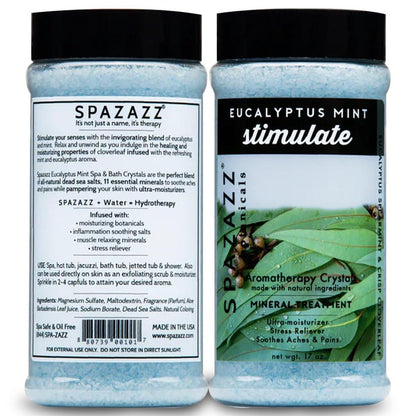 Spazazz Eukalyptus Minze Aktivierendes Spa- und Badesalz – 17 Unzen Kristalle und Badesalze für Whirlpool und Badewanne – Aromatherapie-Duftsalze zur Entspannung