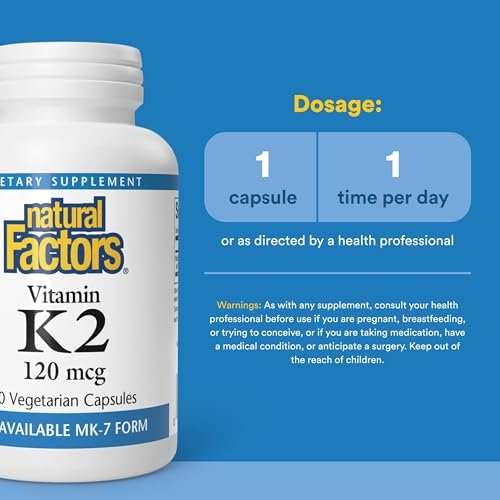 Natural Factors Vitamin K2 120 mcg – Unterstützt Knochen- und Gefäßgesundheit, 60 Kapseln