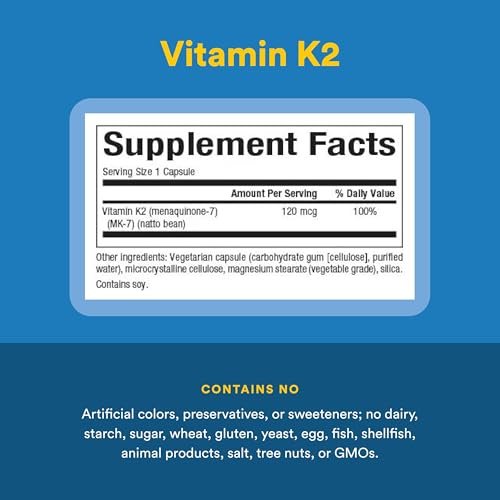 Natural Factors Vitamin K2 120 mcg – Unterstützt Knochen- und Gefäßgesundheit, 60 Kapseln