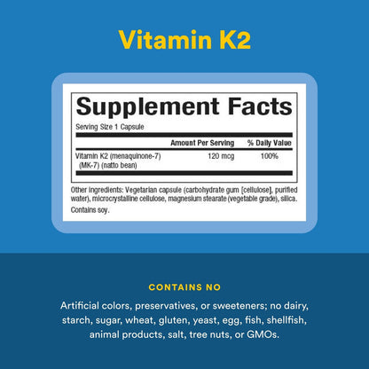 Natural Factors Vitamin K2 120 mcg – Unterstützt Knochen- und Gefäßgesundheit, 60 Kapseln