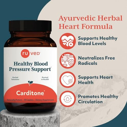 ruved Carditone – Natürliches Herzgesundheits-Supplement für Frauen & Männer, Blutdruckformel, Ganzheitliche Herzunterstützung mit Rauwolfia, Arjuna, Calcium und Magnesium – 30 Portionen
