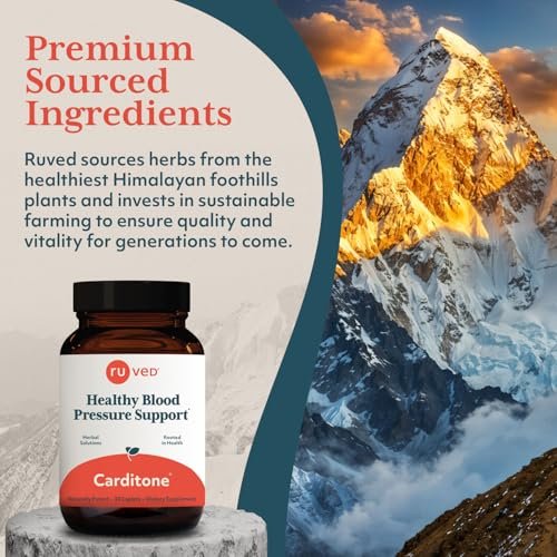 ruved Carditone – Natürliches Herzgesundheits-Supplement für Frauen & Männer, Blutdruckformel, Ganzheitliche Herzunterstützung mit Rauwolfia, Arjuna, Calcium und Magnesium – 30 Portionen