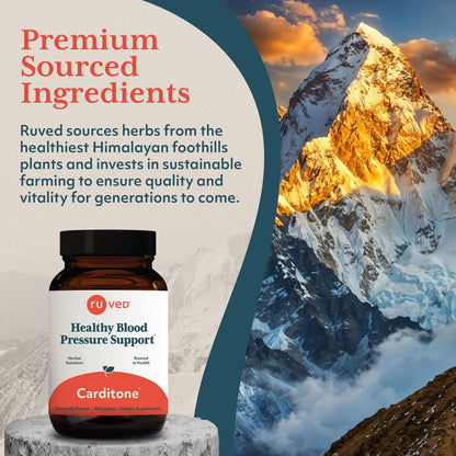 ruved Carditone – Natürliches Herzgesundheits-Supplement für Frauen & Männer, Blutdruckformel, Ganzheitliche Herzunterstützung mit Rauwolfia, Arjuna, Calcium und Magnesium – 30 Portionen