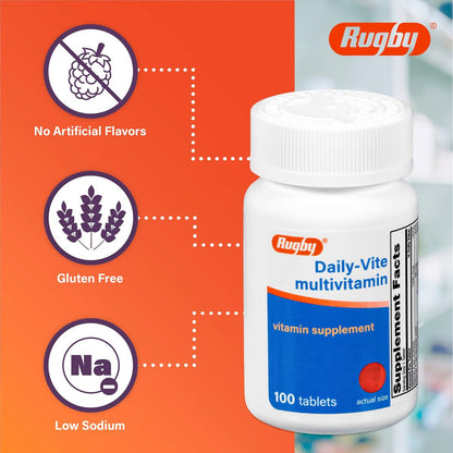 Rugby Daily-Vite Multivitamin - Tägliches Vitaminpräparat - 100 Tabletten (2er-Pack)