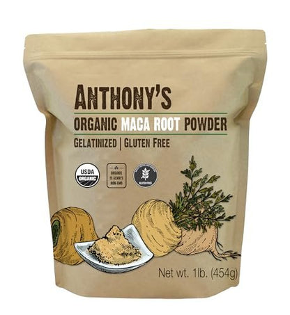 Anthony's Bio-Gelatinisiertes Bio Maca-Pulver, 454 g, glutenfrei, nicht genetisch verändert