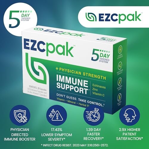 EZC Pak 5-Tage Tapered Immune Support Booster – Immununterstützung mit Echinacea, Zink, Vitamin C & Vitaminen für Erwachsene