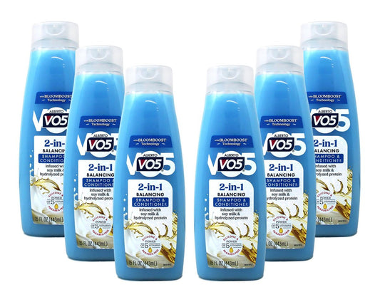Alberto VO5 2-in-1 Feuchtigkeitsspendendes Shampoo & Conditioner – 6er-Pack à 355 ml – Für weiches und glänzendes Haar