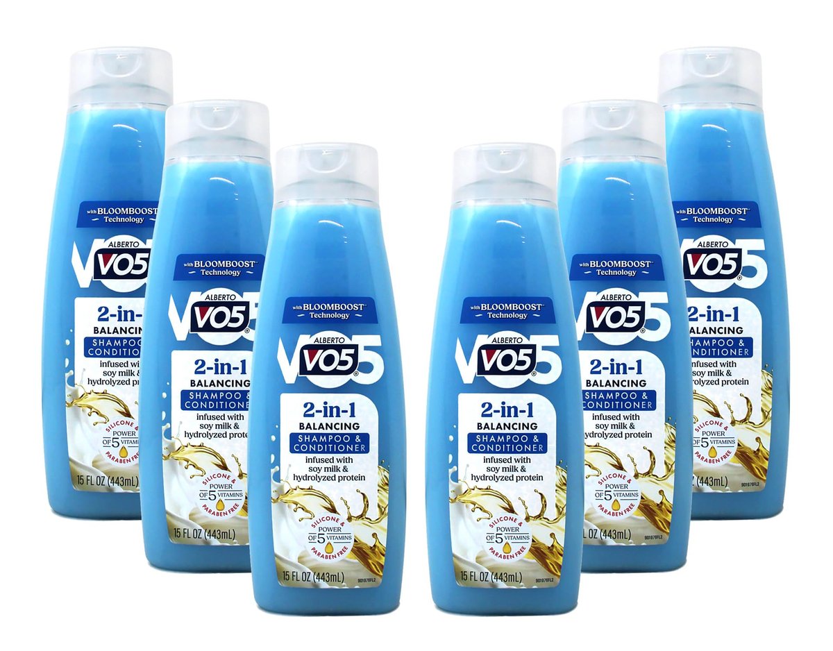 Alberto VO5 2-in-1 Feuchtigkeitsspendendes Shampoo & Conditioner – 6er-Pack à 355 ml – Für weiches und glänzendes Haar