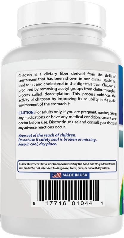Best Naturals Chitosan 500 mg – 120 Tabletten – Hochwertiger Ballaststoff zur Unterstützung der Gewichtskontrolle