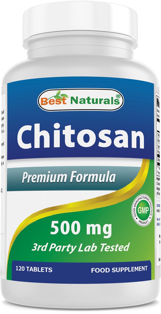 Best Naturals Chitosan 500 mg – 120 Tabletten – Hochwertiger Ballaststoff zur Unterstützung der Gewichtskontrolle