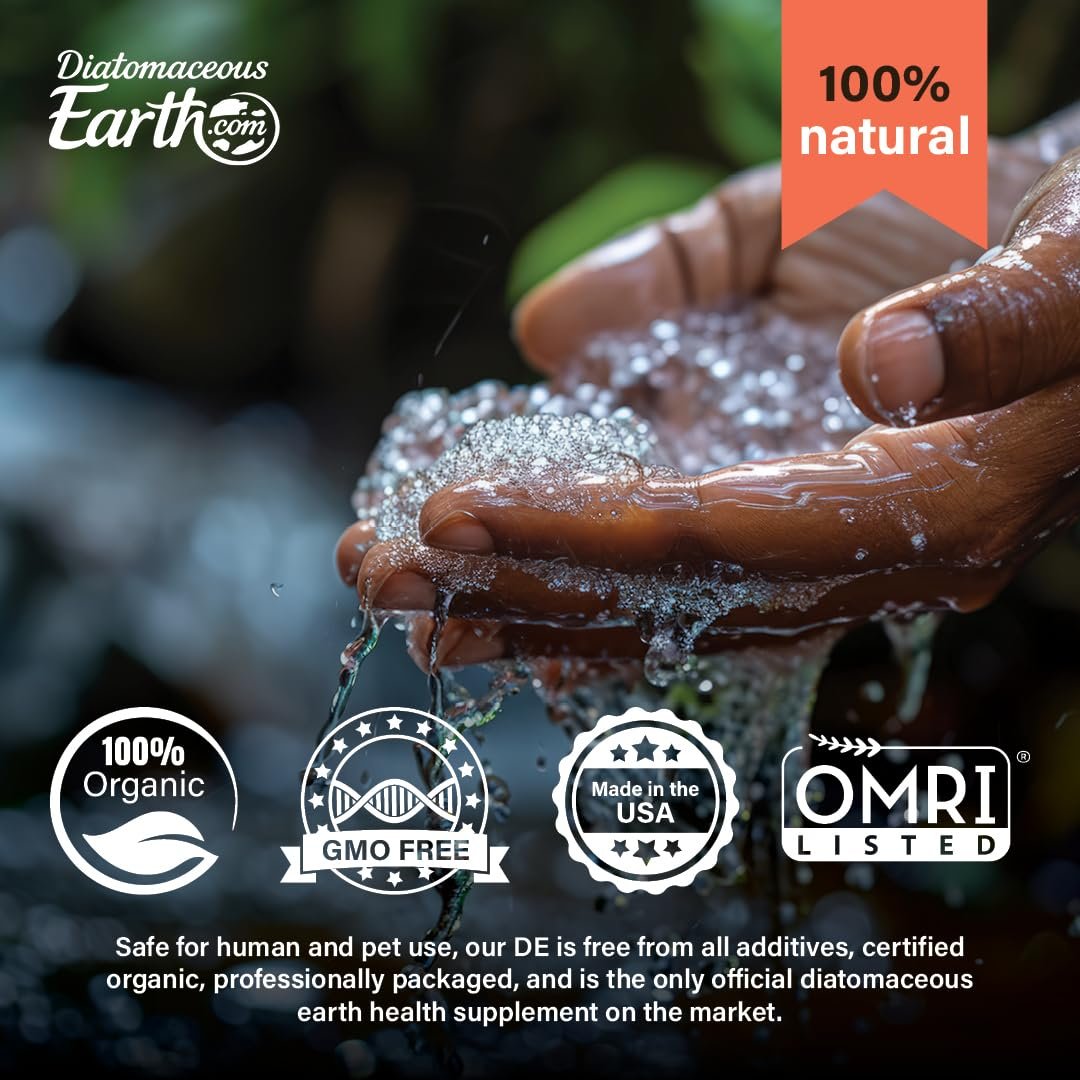 DiatomaceousEarth 2 Pfund Lebensmittelqualität - 100% Organisch, Alles Natürliches Diatomeenerdepulver - Für Menschen Geeignet, Sicher um Kinder - Inklusive Kostenloser Messlöffel