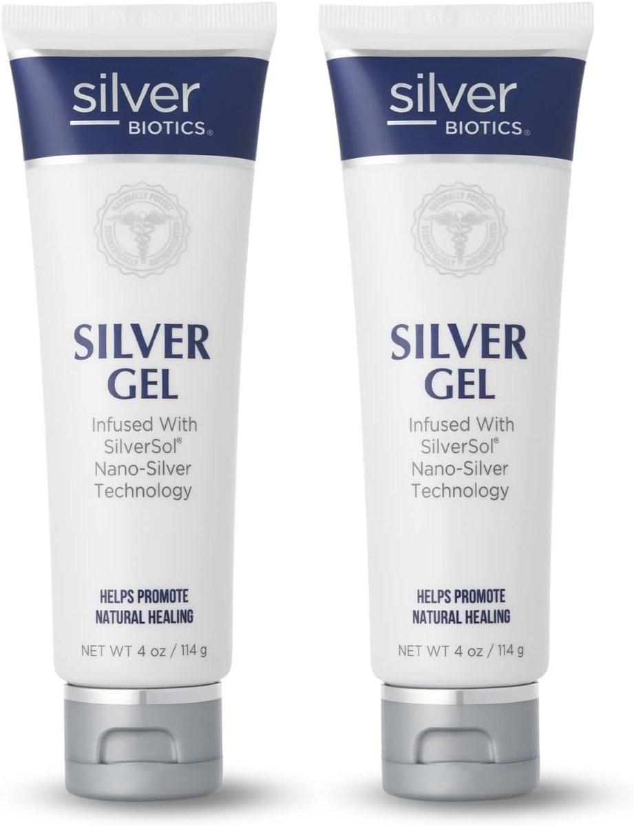 Silver Biotics First Aid Heil- & Beruhigungsgel mit SilverSol Technologie – 2er-Pack à 4 Oz – Ideal zur Heilung von Haut bei Narben, Verbrennungen, Wunden, Hautunreinheiten & mehr – 20 ppm