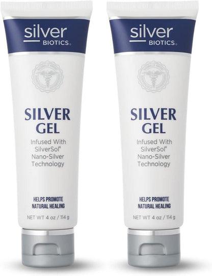 Silver Biotics First Aid Heil- & Beruhigungsgel mit SilverSol Technologie – 2er-Pack à 4 Oz – Ideal zur Heilung von Haut bei Narben, Verbrennungen, Wunden, Hautunreinheiten & mehr – 20 ppm