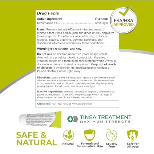 Terrasil Tinea Versicolor Behandlung Creme Max Stärke – Antimykotische Creme mit klinisch geprüftem 1% Clotrimazol gegen Pilzinfektionen, Ringelflechte und Juckreiz (0,5 Unzen)