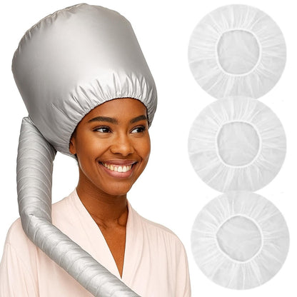 Red by Kiss Universal Soft Bonnet Haartrockner-Aufsatz – 76 cm Schlauch, verstellbare Haube, Luftstrom-Technologie, passend für die meisten Föhne, für Extensions, Lockenwickler, Tiefenpflege, inkl. 3 Duschhauben